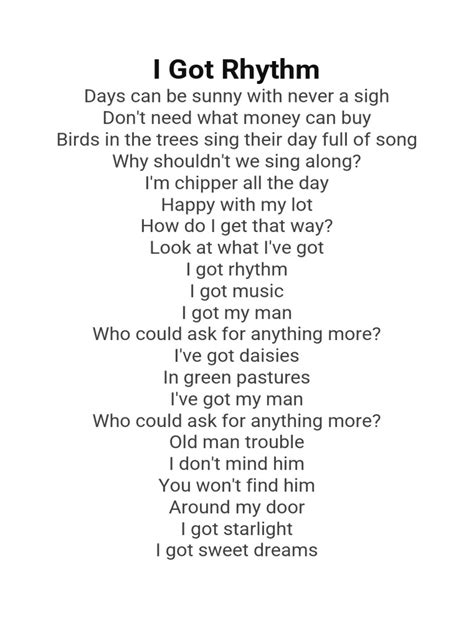 lyrics to i've got rhythm|i got rhythm song.